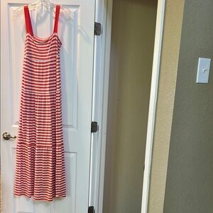 Old Navy Orange and White Striped Maxi Dress